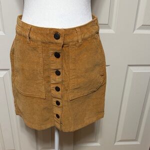Corduroy Button-Front Skirt in Tan Wild Fable